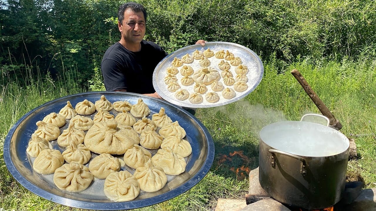 KHINKALI GEORGIAN RECIPE BY WILDERNESS COOKING - STREET FOOD - CAUCASIAN RECIPES - PERFECT KHINGALI