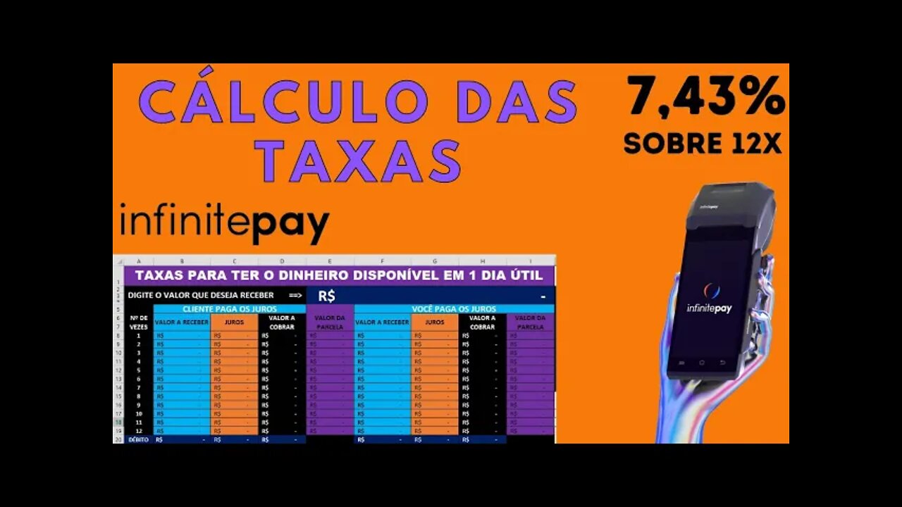 PLANILHA PARA VOCÊ CALCULAR AS TAXAS REDUZIDAS DA INFINITEPAY!