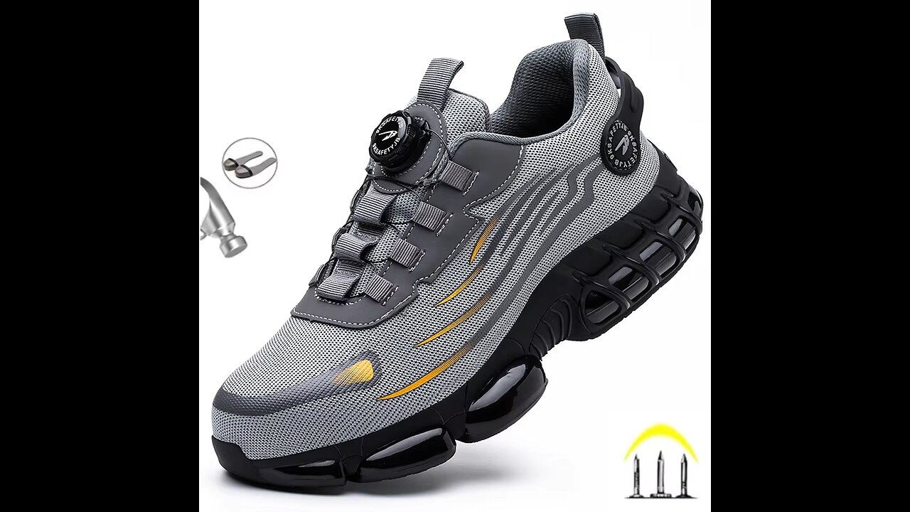 Fashion Rotating Button Work Safety Shoes For Men Anti-puncture Indestructible Sneakers