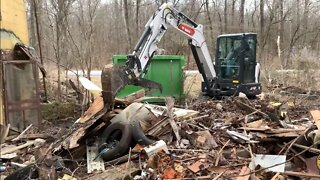 Abandoned Home Demolition Southern Illinois - Day 1with the Bobcat Mini Excavator