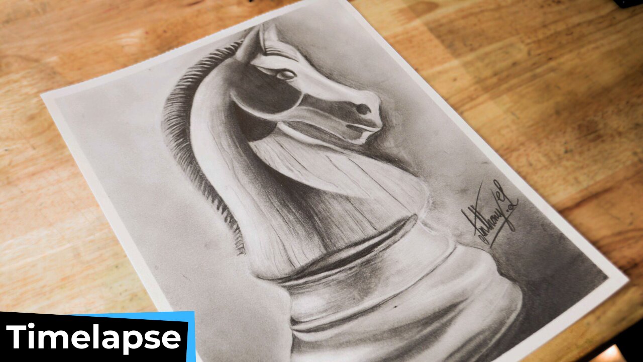 Drawing a Detailed Chess Knight: Timelapse Art