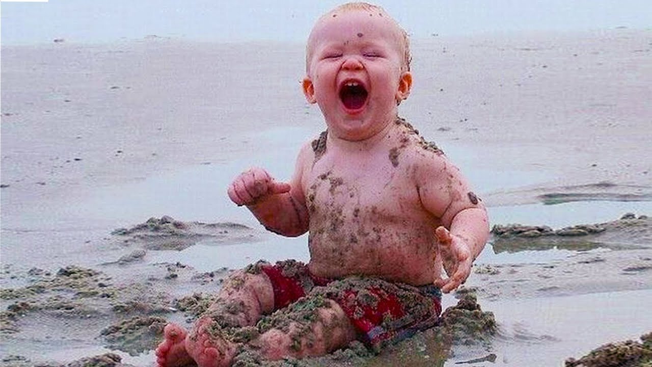 Try Not To Laugh:Cute Babies Fail On The Beach |Funny Baby Outdoor Video