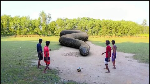 Anaconda Snake Attack On Village Boy In Football Playing Time.