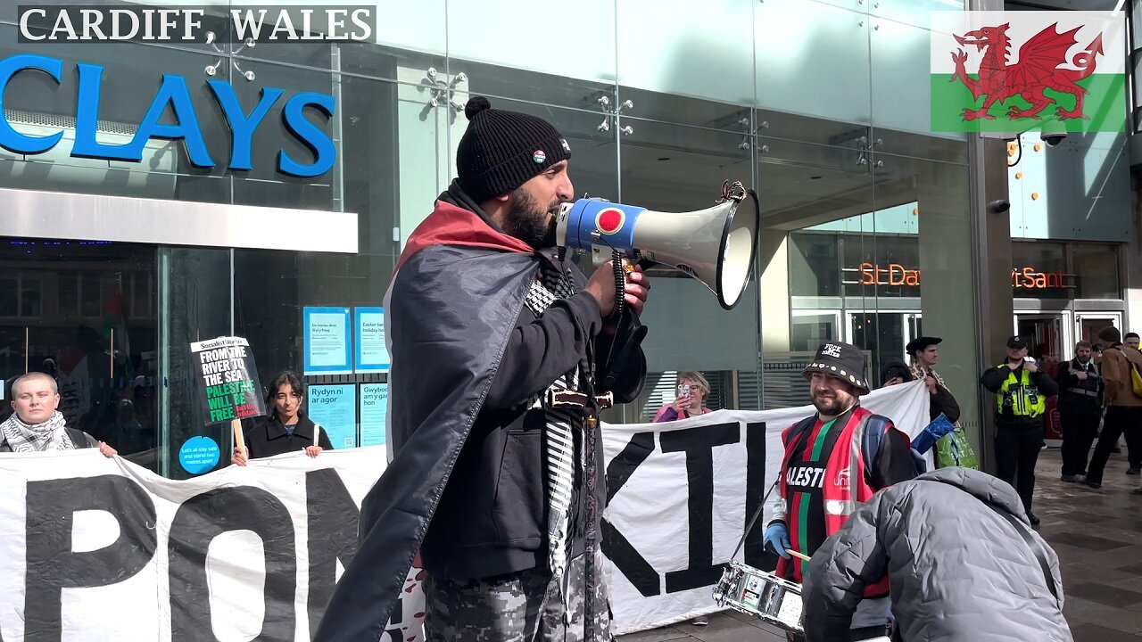 March for justice in Gaza, Barclays Cardiff Wales