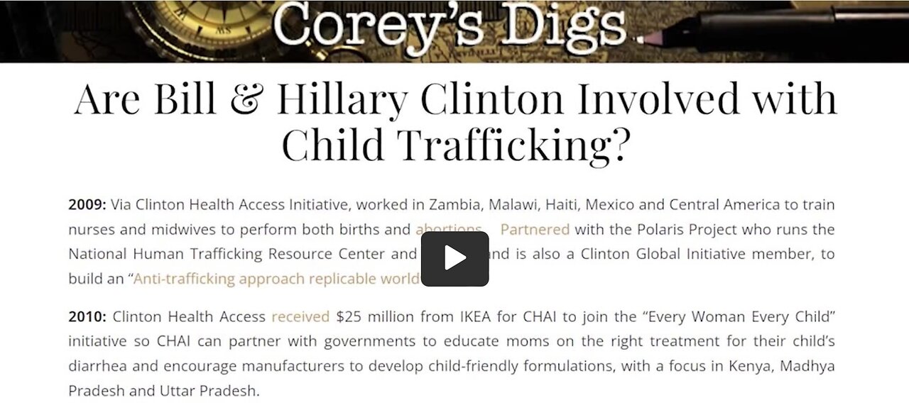 Just in case anyone missed this. Are Bill & Hillary Clinton Involved with Child Trafficking?