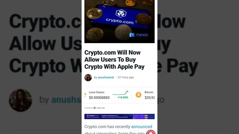 Crypto.com Will Now Allow Users To Buy Crypto With Apple Pay #cryptomash #ytshorts #cryptonews