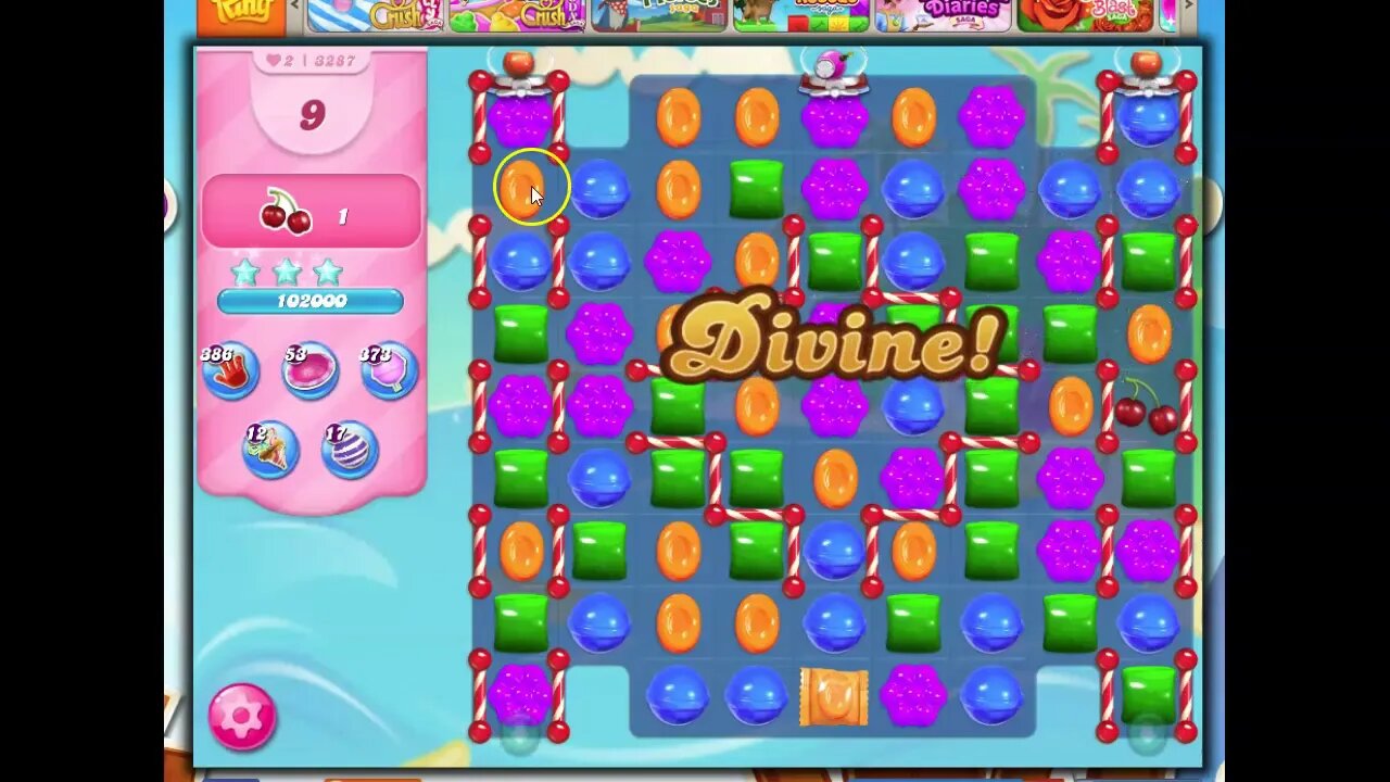 Candy Crush Level 3287 Talkthrough, 17 Moves 0 Boosters