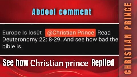Abdool comment from deuteronomy 12: 8-29 - Christian Prince reply