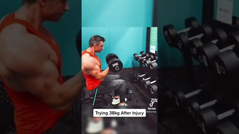 Trying to Curl 38kg / 83lbs after Biceps Injury #shorts #strengthtraining #bodybuilding