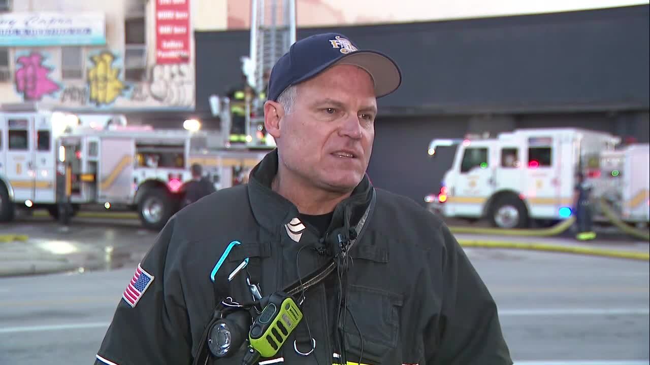 Denver firefighters battle building fire in the Ballpark District