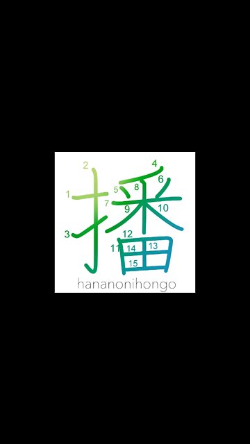 播 - to plant/to sow - Learn how to write Japanese Kanji 播 - hananonihongo.com
