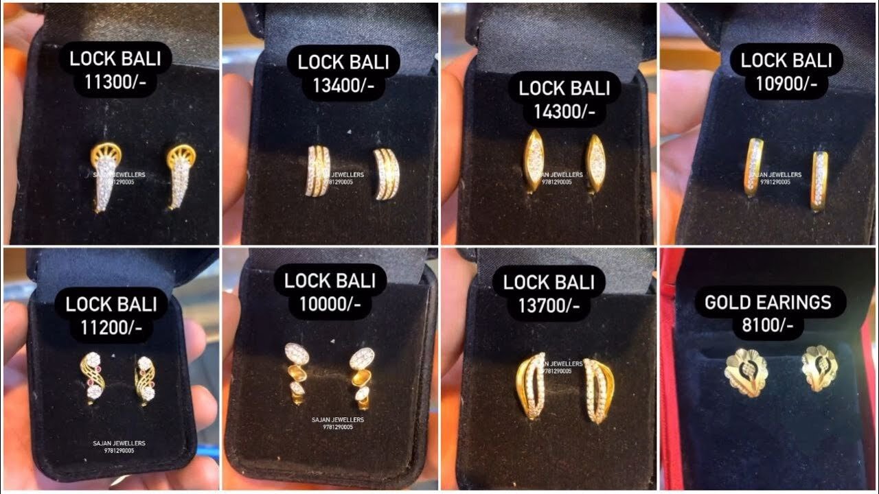Gold lock bali and studs designs with Price!! Daily Wear gol