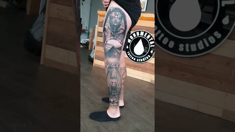 Egyptian Leg Sleeve Tattoo #shorts #tattoos #inked #youtubeshorts