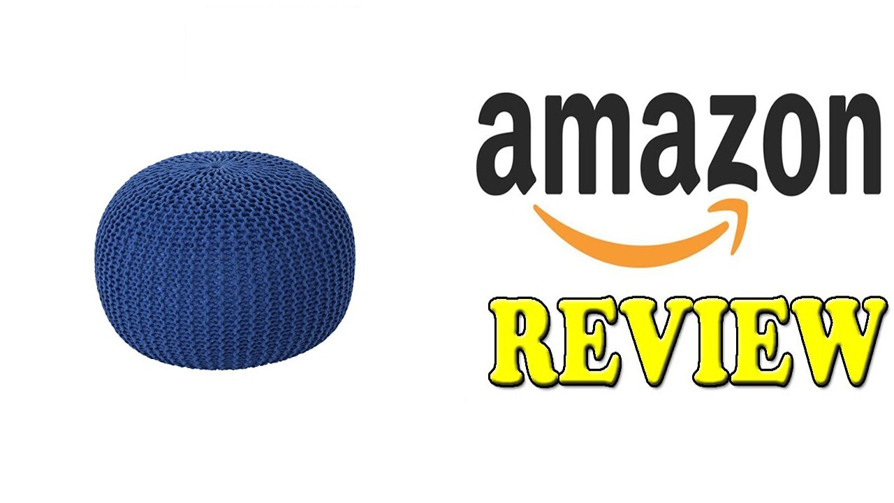 Belle Knitted Cotton Pouf Navy Review