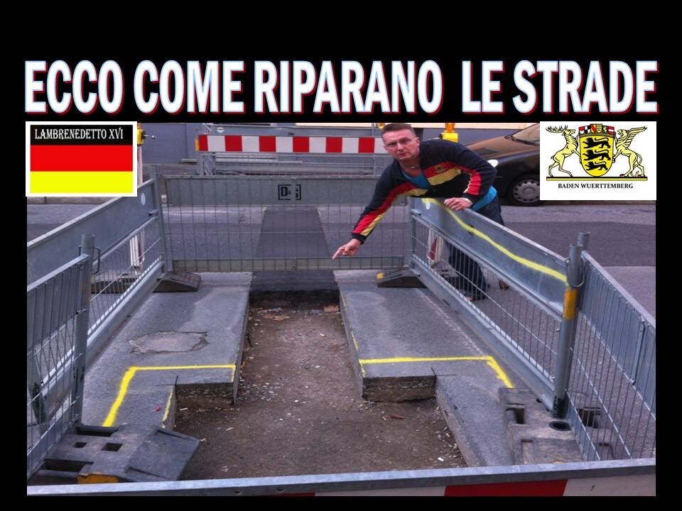 come riparano le buche stradali in Svizzera,in Germania e nei Paesi civili DOCUMENTARIO e come non le riparano in Italia chiamata pure BANANALANDIA o PITECCHIA dai residenti dei Paesi civili dove invece le riparano