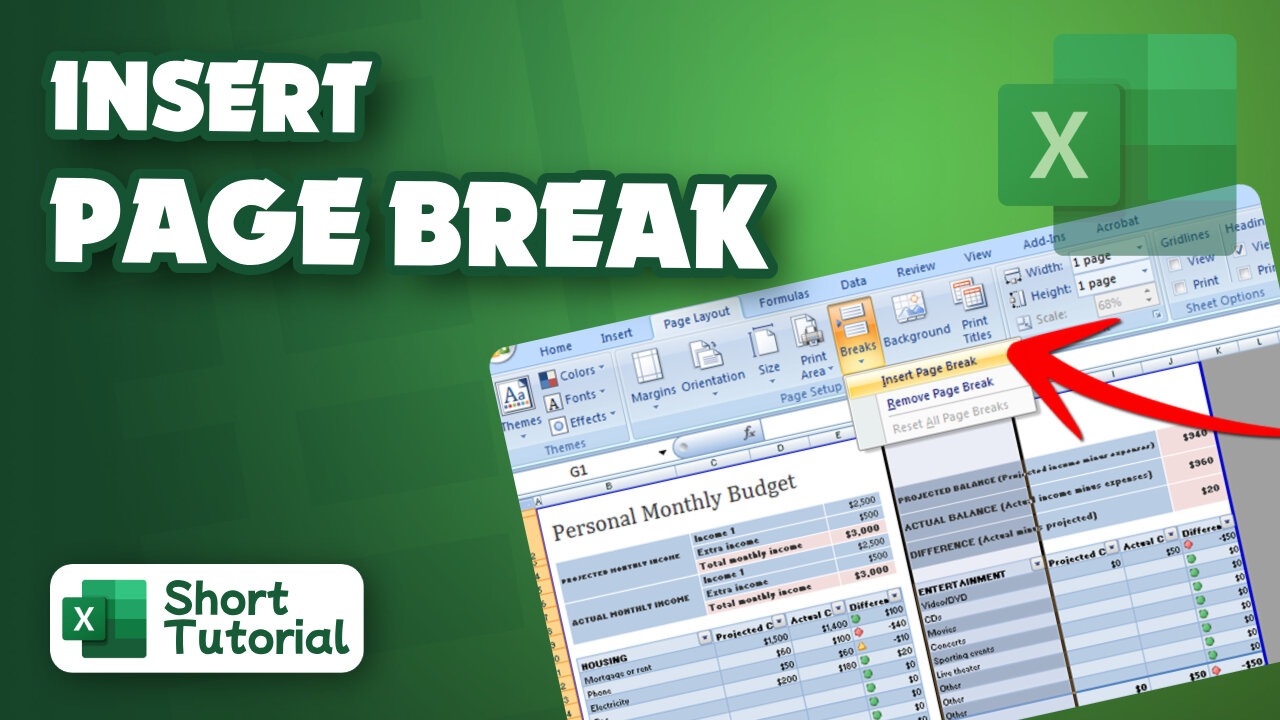 How to insert page break in Excel