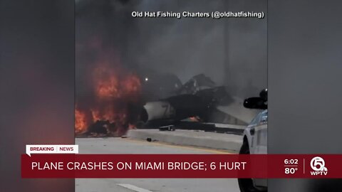 At least 6 people injured when plane crashes onto bridge in Miami