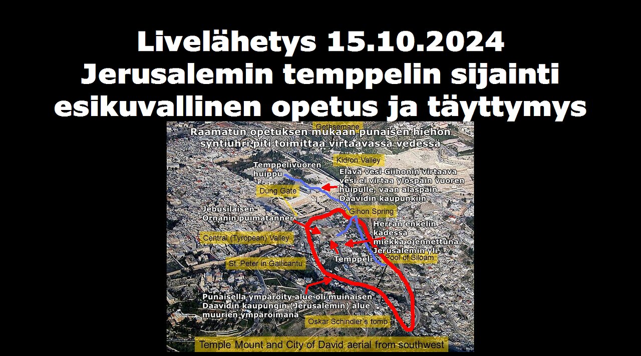 Livelähetys 15.10.2024 Jerusalemin temppelin sijainti esikuvallinen opetus ja täyttymys