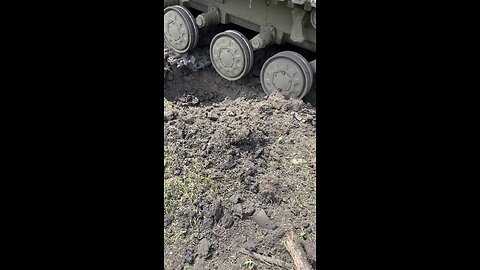 A heavy multi-purpose tracked transporter-tractor MT-T of the Ukrainian army blown up by a mine.