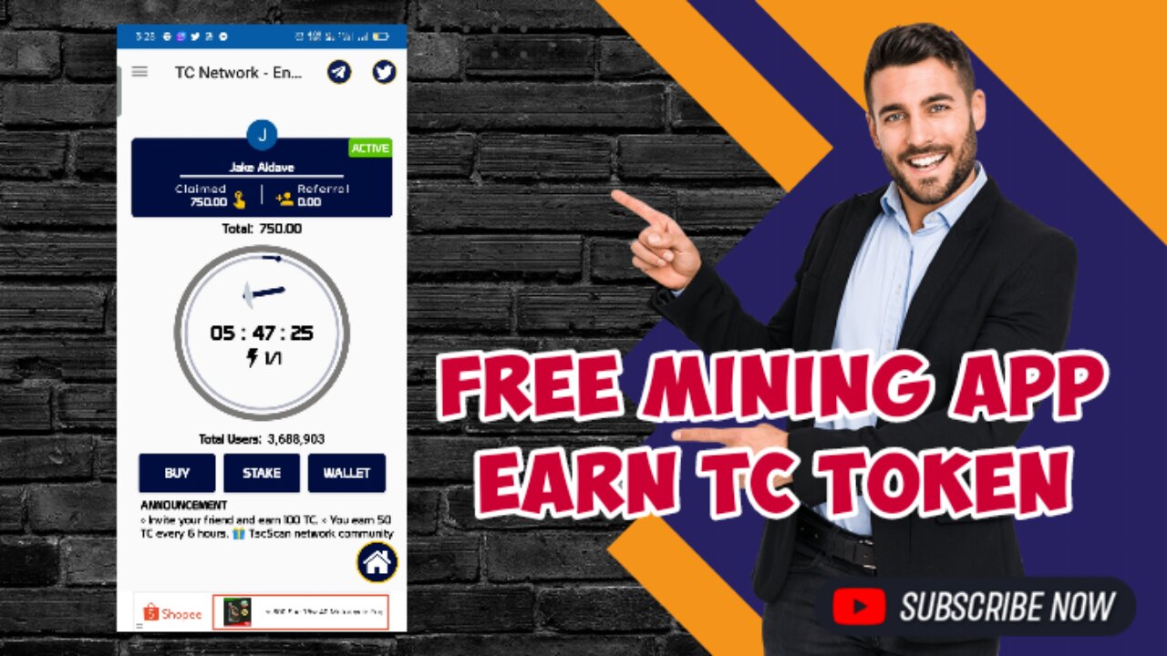 TTCOIN NETWORK FREE MINING APP / EARN FREE TC COIN EVERY 6 HOURS