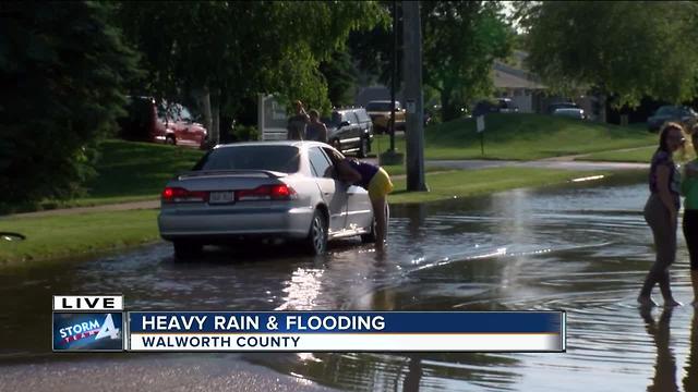 Police say don't driver or swim over standing water