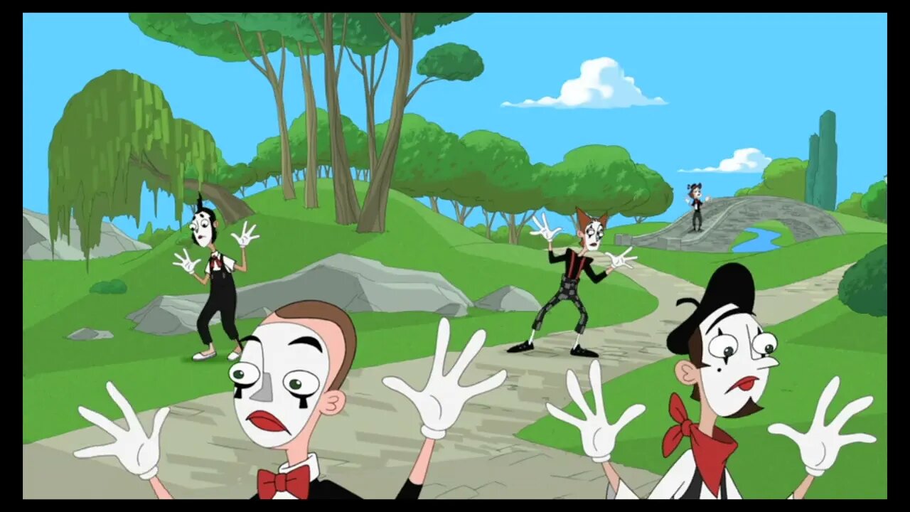 All of the mimes have been trapped in actual invisible boxes | Phineas and Ferb