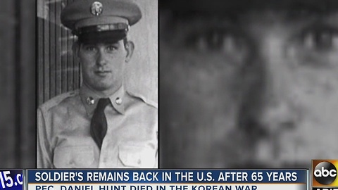Soldier's remains back in the U.S. after 65 years