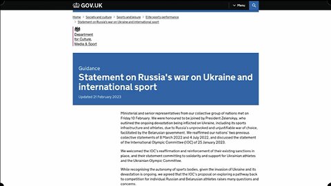 Russian and Belarusian Athletes Cancelled - UK Column News - 22nd February 2023