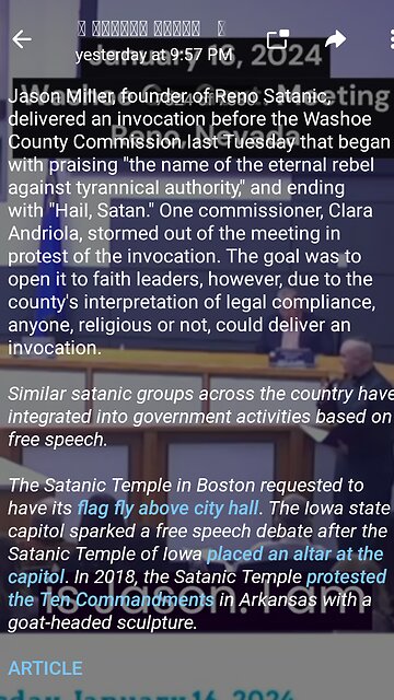 News Shorts: Satanist Preys at Government Meeting