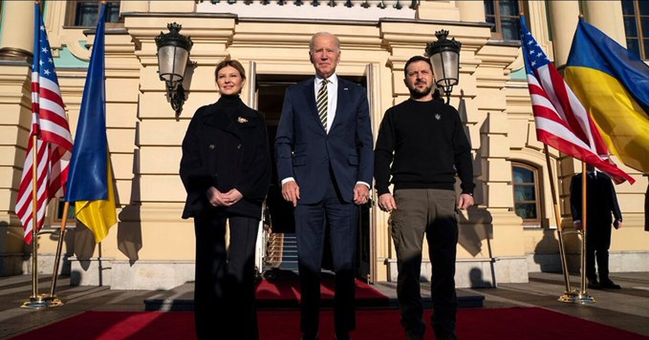 Biden is walking around Kiev with Zelensky as air sirens sound