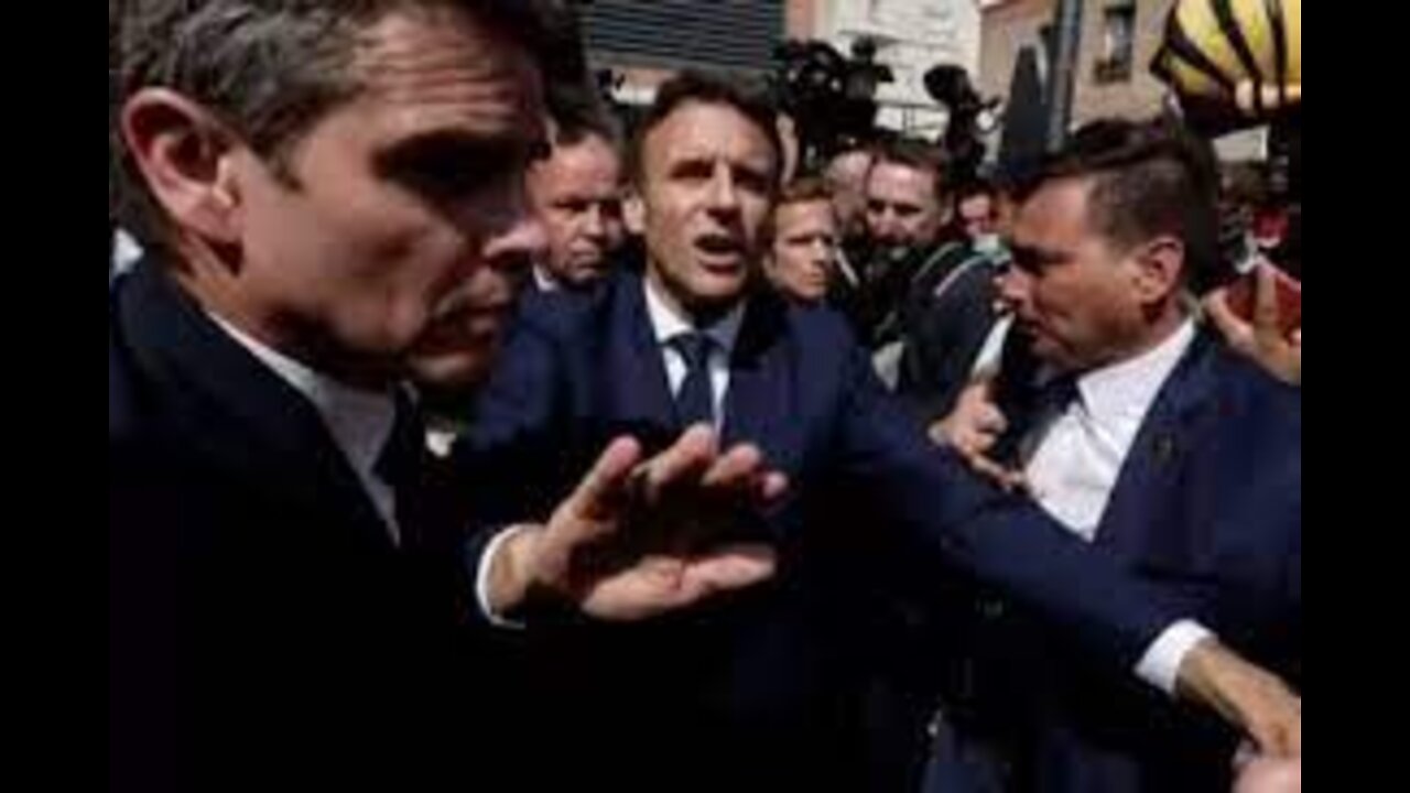 Crowd Pelt Rothschild Puppet Macron With Rotten Tomatoes Following Stolen Election Results