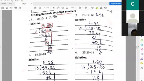 Zoom Online Maths B Class IV 07 12 2020