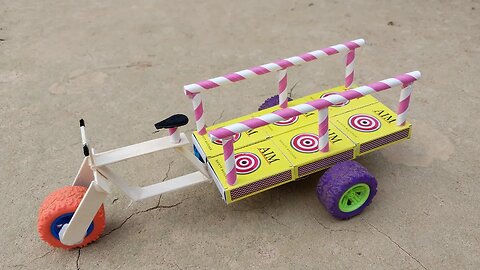 How to Make Auto Rickshaw Cart at Home | DIY Matchbox Rickshaw | DC Motor and Battery