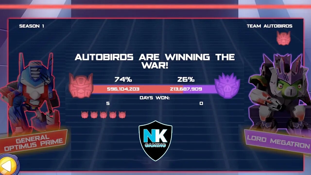 Angry Birds Transformers 2.0 - War Pass Day 5 Results + Energon Nautica & General Optimus In Action