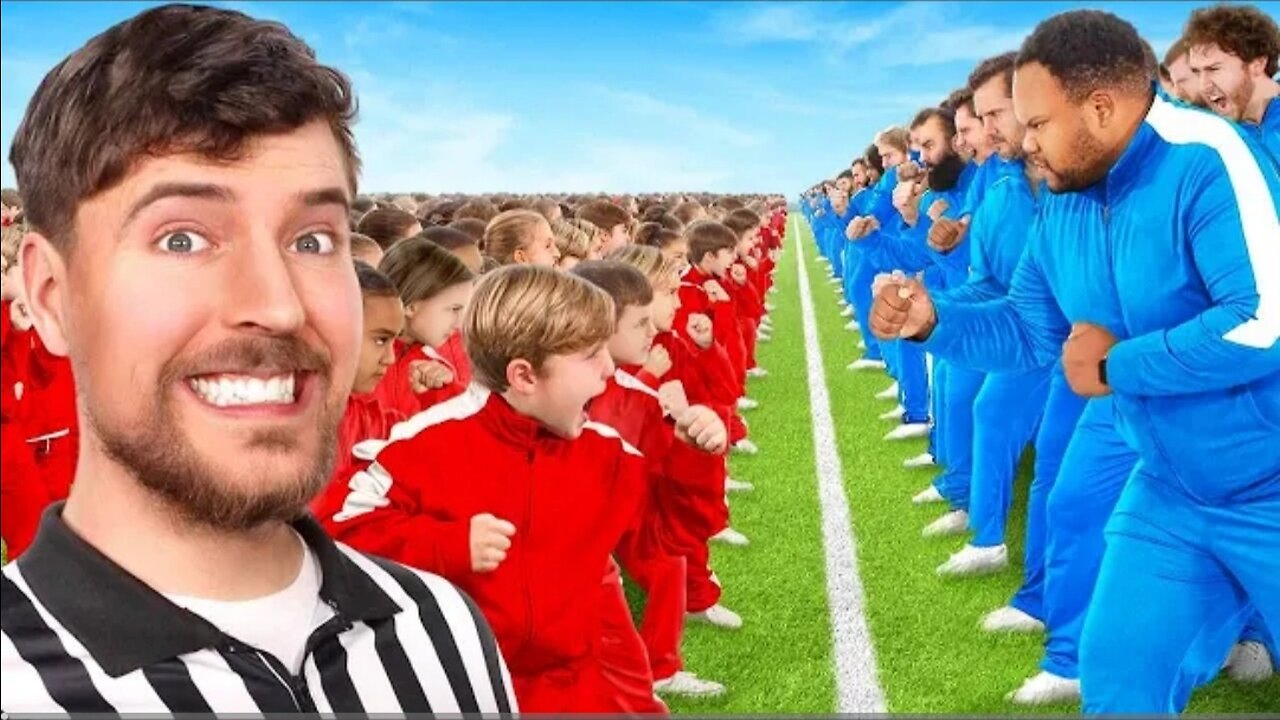 Mr Beast | 100 Kids Vs 100 Adults For $500,000