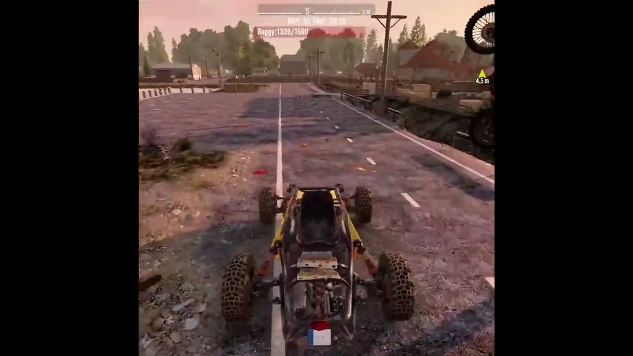 buggy sends dirt bike fly.. weird gaming collision effects ---- 7 Days To Die