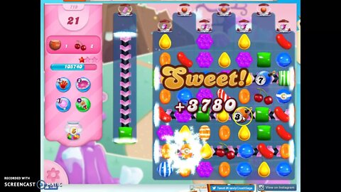 Candy Crush Level 719 Audio Talkthrough, 3 Stars 0 Boosters