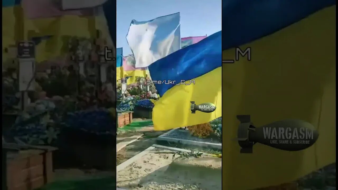 Another sea of flags at a Ukrainian cemetary