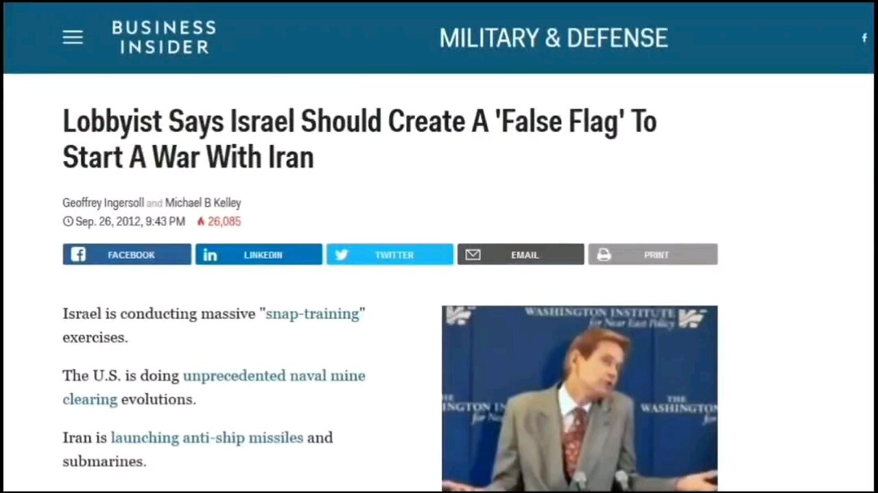 Lobbyist say Israel should create a "false flag" to start a war with Iran