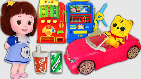 Baby DOli GasStation and drink vending machine baby doll friends story