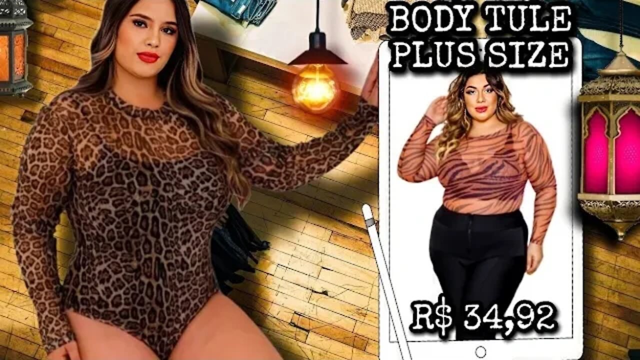 🛑 BODY TULE MANGA LONGA PLUS SIZE TRANSPARENTE ZEBRA