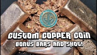 Making Copper Shot, Bars, and Coins With Scrap Heat Diffuser - metal sand casting