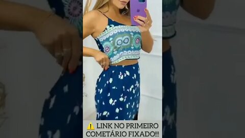 Conjunto Cropped e saía Aberto na Lateral Moda verão/ shopee