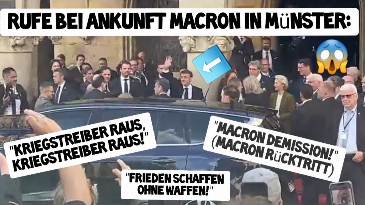 Rufe bei Ankunft Macron 😱🗣 "KRIEGSTREIBER raus!" Münster Verleihung westfälischer Friedenspreis