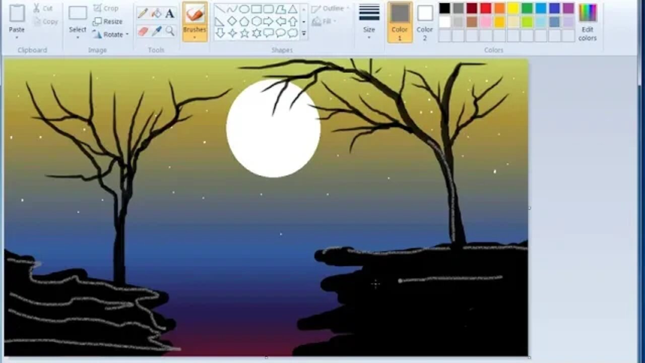 How To Paint In Computer | microsoft paint tutorial | ms paint | computer drawing | scenery drawing