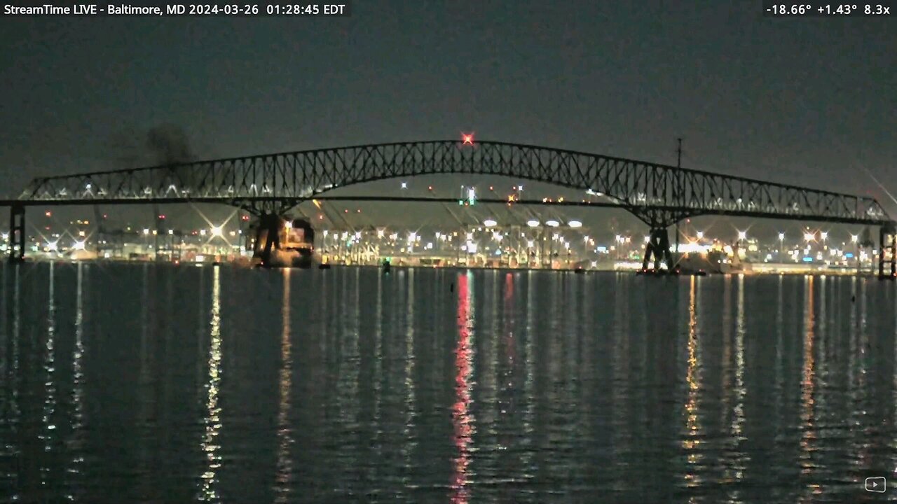 #BreakingNews Cargo ship hits Baltimore’s Key Bridge, bringing it down sending cars into water