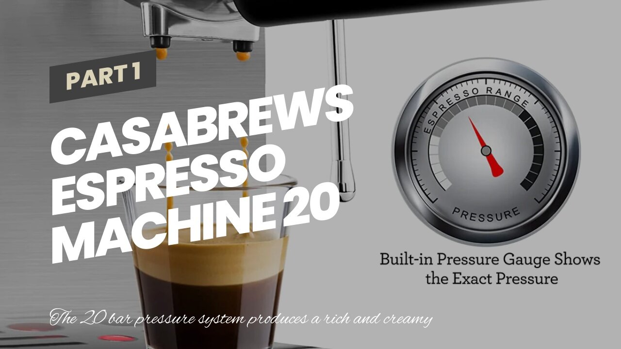 CASABREWS Espresso Machine 20 Bar, Compact Espresso Maker With Milk Frother Steam Wand, Profess...