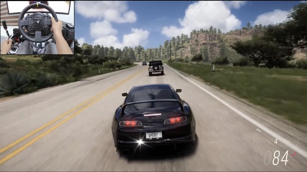 PLAYING RACING GAME WITH REAL STEERING WHEEL SUPRA SUPERCAR