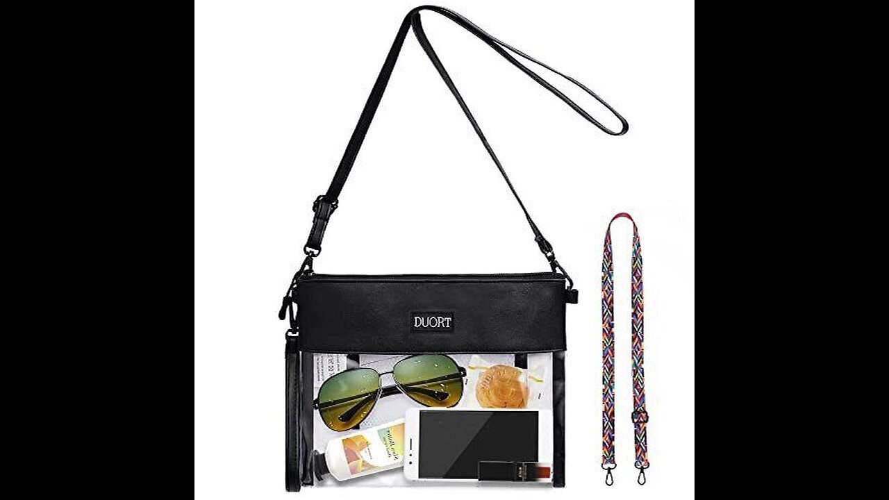 HULISEN Clear Crossbody Purse Bag, Stadium Approved, with Extra Inside Pocket