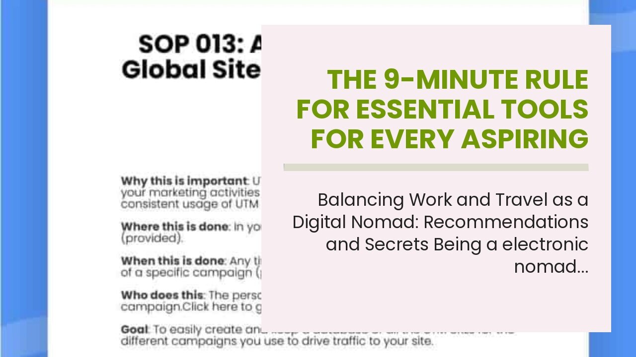 The 9-Minute Rule for Essential Tools for Every Aspiring Digital Nomad